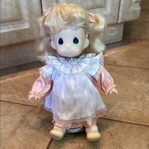 Precious Moments Pink and White Doll with Pigtails
